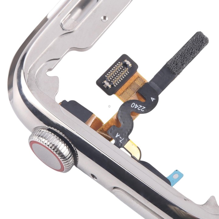For Apple Watch Series 7 / 8 / 9 41mm LTE Stainless Steel Middle Frame Bezel Plate with Crown Spin Axis Flex Cable (Silver)