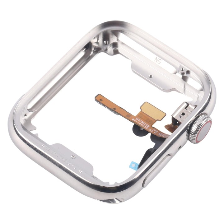 For Apple Watch Series 7 / 8 / 9 41mm LTE Stainless Steel Middle Frame Bezel Plate with Crown Spin Axis Flex Cable (Silver)