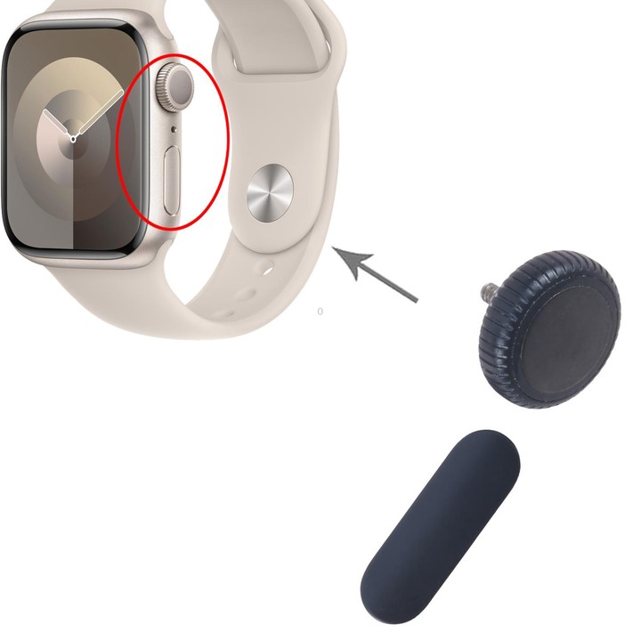 For Apple Watch Series 9 41mm / 45mm GPS Version Watch Crown Nut / Power Button Set (Midnight)