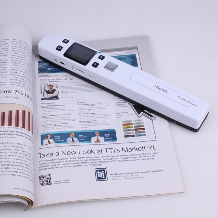 iScan02 Double Roller Mobile Document Portable Handheld Scanner with LED Display, Support 1050DPI / 600DPI / 300DPI / PDF / JPG