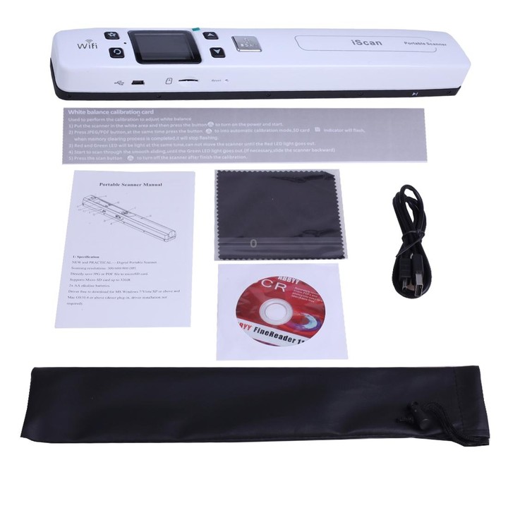 iScan02 WiFi Double Roller Mobile Document Portable Handheld Scanner with LED Display, Support 1050DPI / 600DPI / 300DPI / PDF /