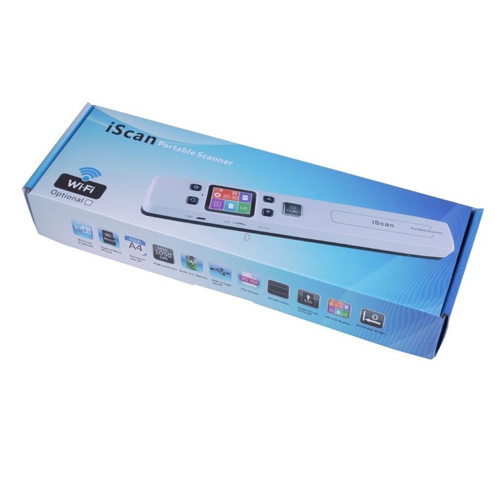 iScan02 WiFi Double Roller Mobile Document Portable Handheld Scanner with LED Display, Support 1050DPI / 600DPI / 300DPI / PDF /