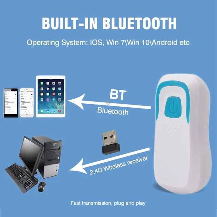 13.56Mhz IC Card Reader Bluetooth RFID 1D/2D Code Scanning Access Control Key