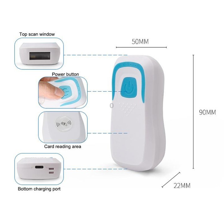 13.56Mhz IC Card Reader Bluetooth RFID 1D/2D Code Scanning Access Control Key