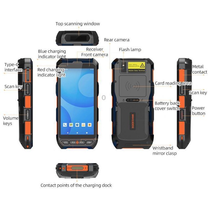 5.5 inch Android 10 IP65 Handheld Industrial Data Terminal Barcode Scanner, Style: NFC HF
