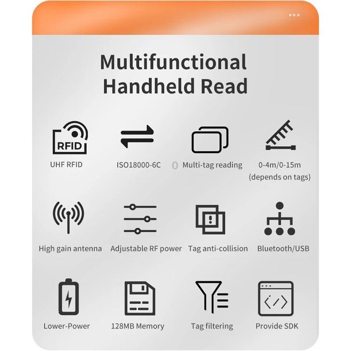 E710 Chip Long Range RFID UHF Portable Handheld Bluetooth Reader, Style: Enhanced (EU Plug)