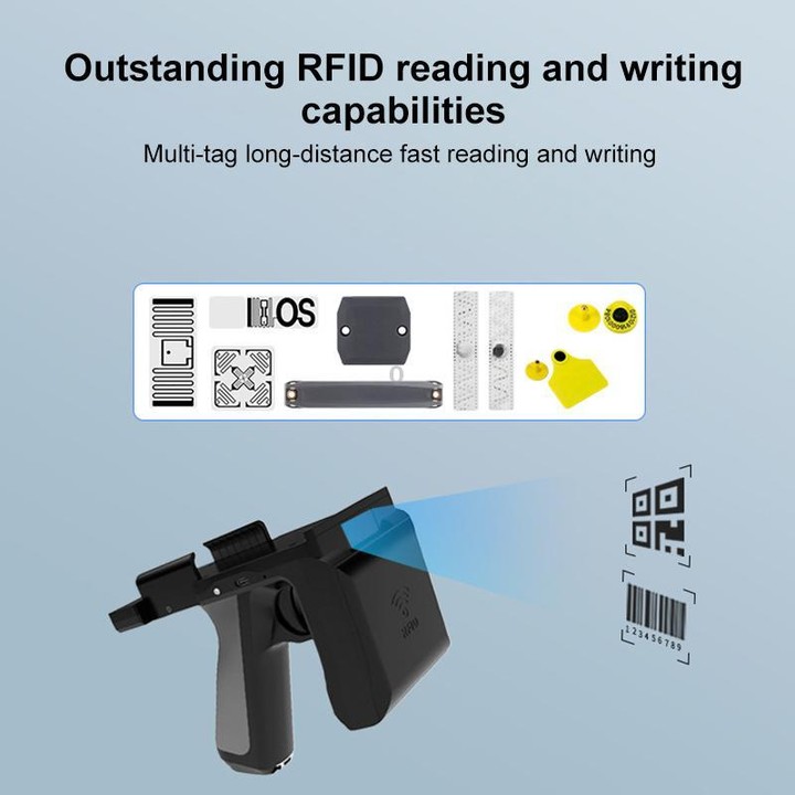 UHF RFID Radio Frequency High Performance Handheld Back Clip Bluetooth Communication Reader, Style: Bluetooth RFID Reading and W