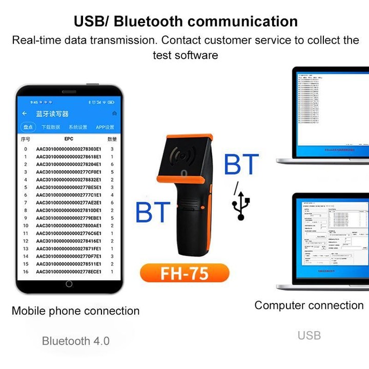 UHF 915M Inventory Terminal RF Tag Handheld RFID Bluetooth Reader, Reading Distance: 0-6m