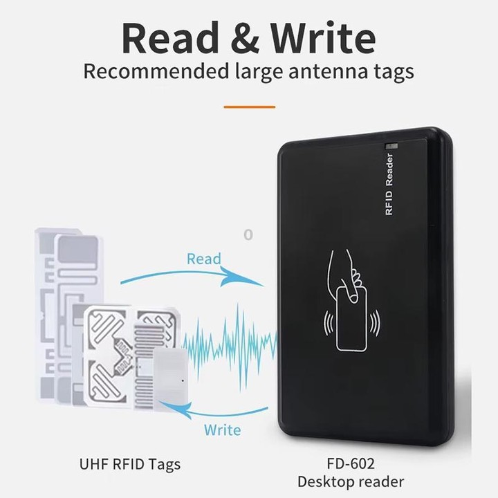 UHF RFID Desktop Reader / Writer Dual-Mode Output Electronic Tag Writer (Black)