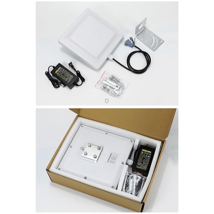 UHF Electronic Tag Identification RFID Reader / Writer 7dbi Antenna Integrated Reader, Style: RS232 Port (EU Plug)
