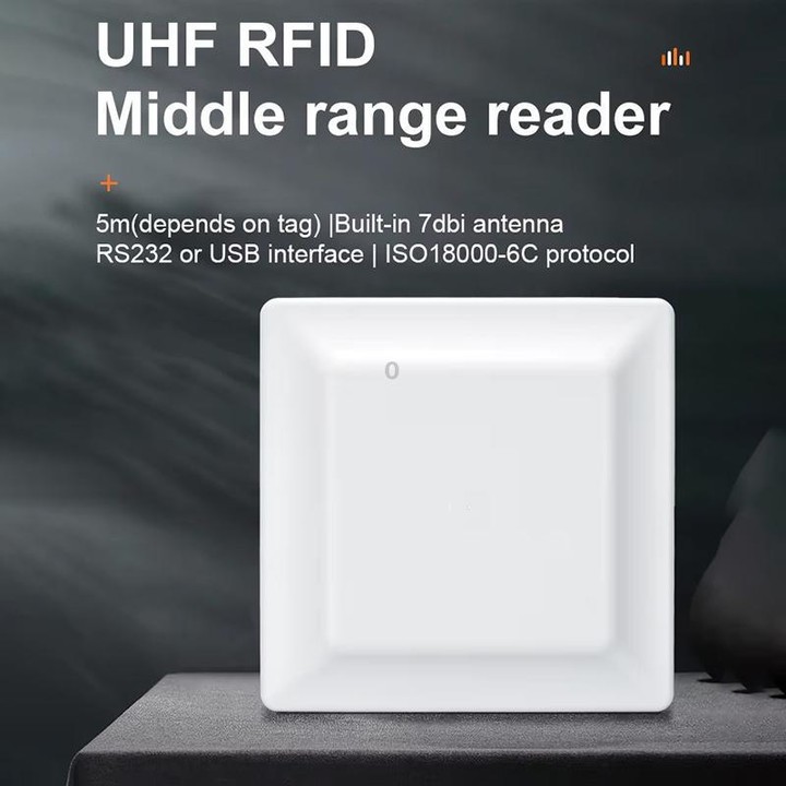 UHF Electronic Tag Identification RFID Reader / Writer 7dbi Antenna Integrated Reader, Style: USB Virtual Port (EU Plug)