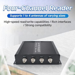 RFID 4-Channel UHF Long-Range Reader with Antenna, Industrial Access Control & Warehouse Management RFID Reader / Writer (EU Plu