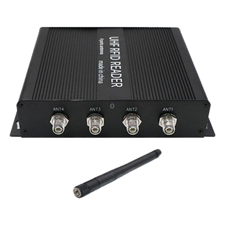RFID 4-Channel UHF Long-Range Reader with Antenna, Industrial Access Control & Warehouse Management RFID Reader / Writer (EU Plu
