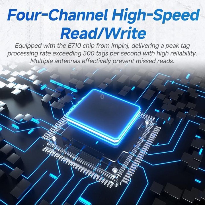RFID 4-Channel UHF Long-Range Reader with Antenna, Industrial Access Control & Warehouse Management RFID Reader / Writer (UK Plu
