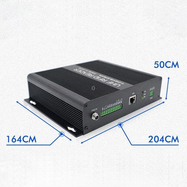 RFID 4-Channel UHF Long-Range Reader with Antenna, Industrial Access Control & Warehouse Management RFID Reader / Writer (UK Plu