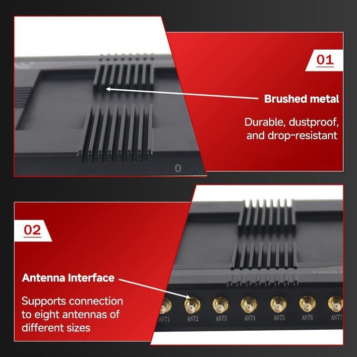 4-Channel RFID Reader / Writer with Impinj E710 Module, Fixed UHF Industrial Long-Range Reader for Warehouse Management (UK Plug