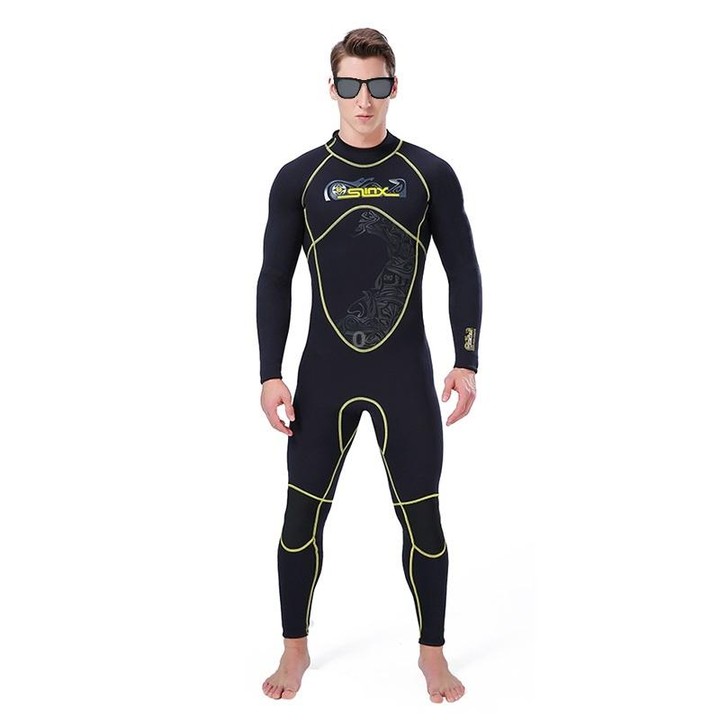 SLINX 1101 3mm Neoprene Super Elastic Wear-resistant Warm Cold-proof Y Shape Stitching One-piece Long Sleeve Wetsuit for Men