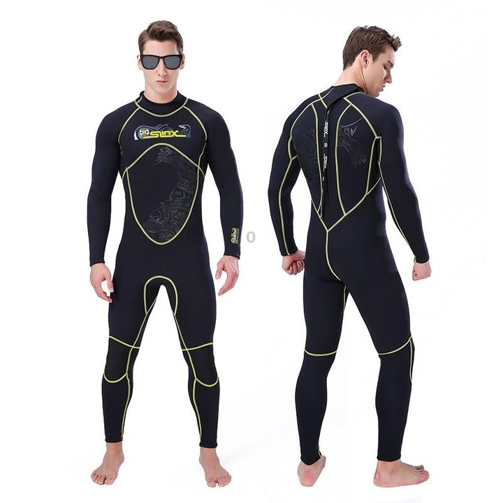 SLINX 1101 3mm Neoprene Super Elastic Wear-resistant Warm Cold-proof Y Shape Stitching One-piece Long Sleeve Wetsuit for Men