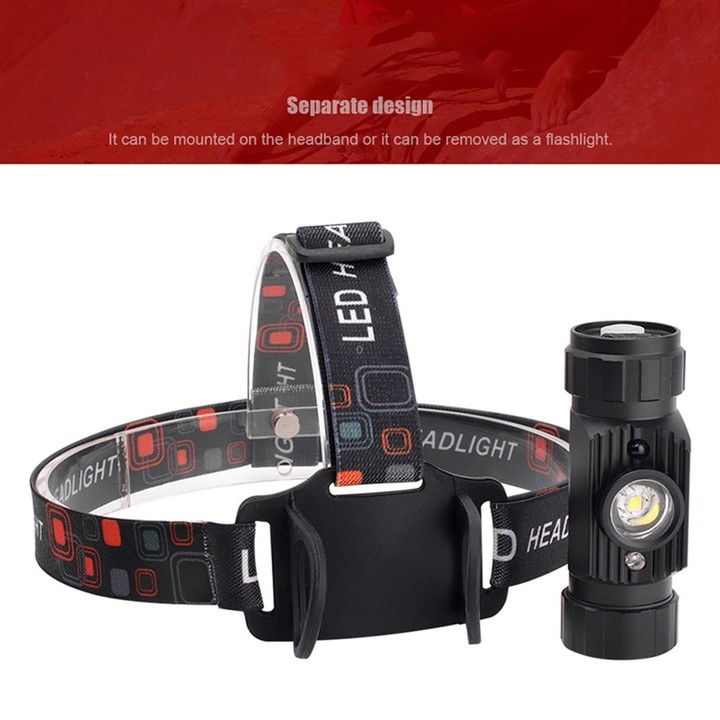 LED Induction Headlight USB Charging Outdoor Waterproof Strong Light Fishing Aluminum Flashlight Headlight (Headlight+2xBatterie