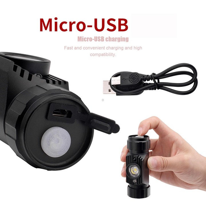 LED Induction Headlight USB Charging Outdoor Waterproof Strong Light Fishing Aluminum Flashlight Headlight (Headlight+2xBatterie