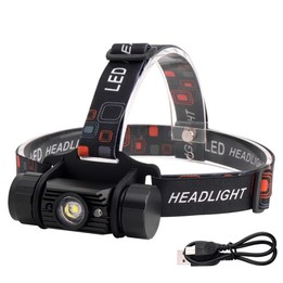 LED Induction Headlight USB Charging Outdoor Waterproof Strong Light Fishing Aluminum Flashlight Headlight (Headlight+2xBatterie