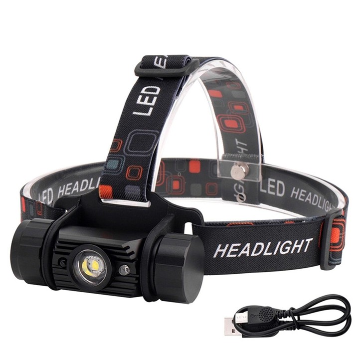 LED Induction Headlight USB Charging Outdoor Waterproof Strong Light Fishing Aluminum Flashlight Headlight (Headlight+2xBatterie