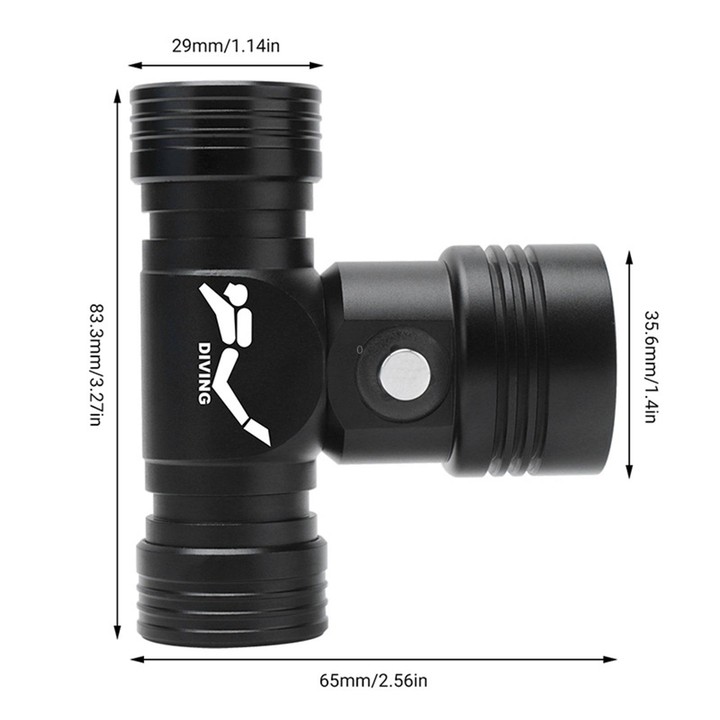 60m Underwater Photography Video Fill-up Headlight Diving Flashlight with Battery Display Function(Headlight)